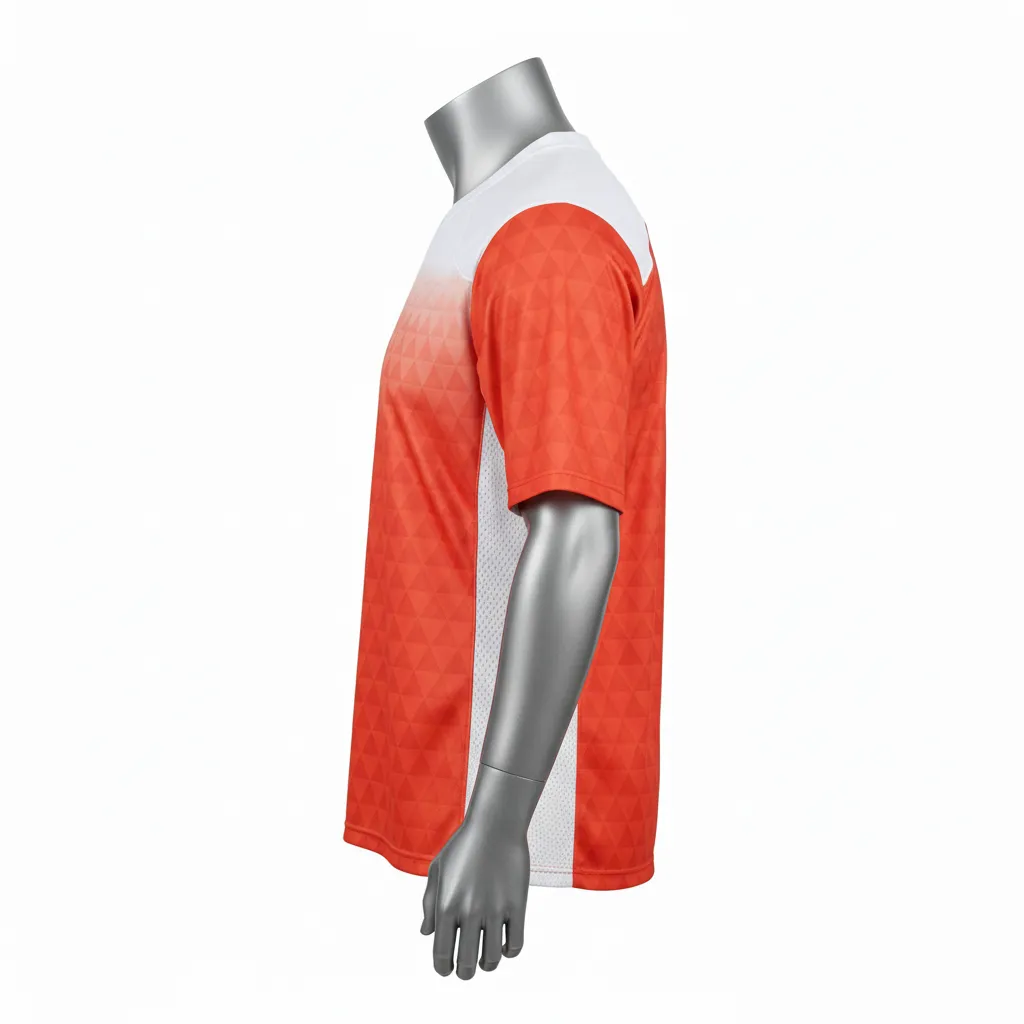 Custom Flag Football Flag Football Practice Jersey - White - Athletic Coral Triangle Yoke - Side View - Kinexa Sportswear