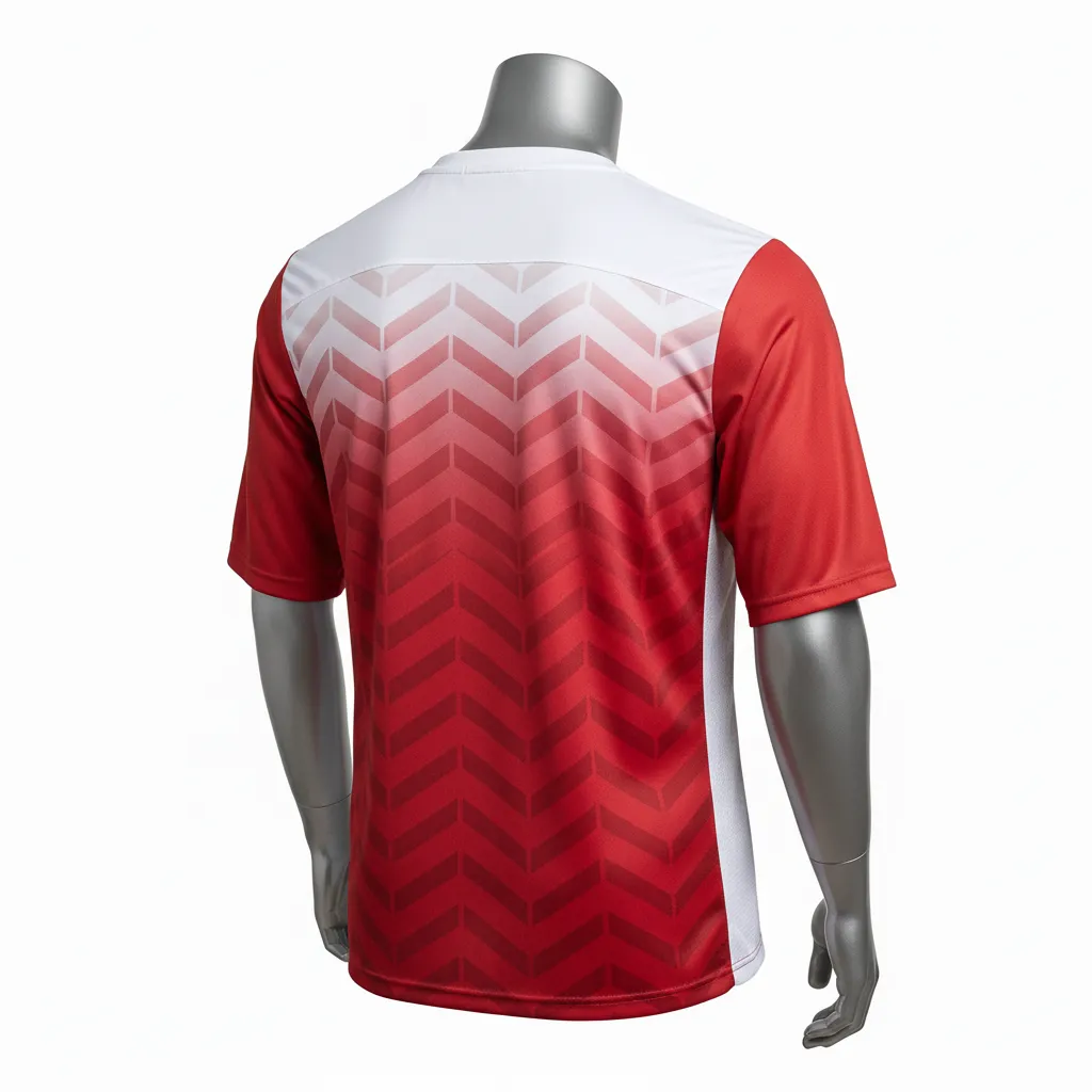 Custom Flag Football Flag Football Practice Jersey - White - Athletic Crimson Chevron Yoke - Back View - Kinexa Sportswear