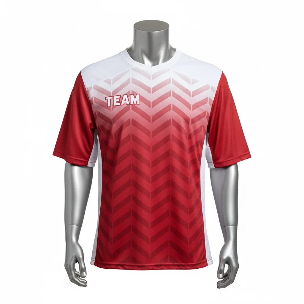 Custom Flag Football Flag Football Practice Jersey - White - Athletic Crimson Chevron Yoke - Front View - Kinexa Sportswear