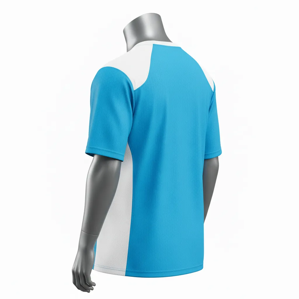 Custom Flag Football Flag Football Practice Jersey - White - Athletic Cyan Honeycomb Yoke - Back View - Kinexa Sportswear