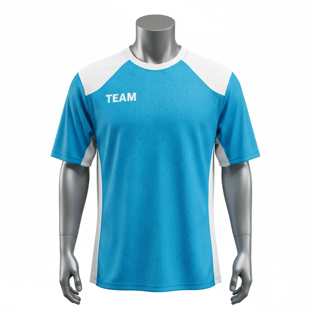 Custom Flag Football Flag Football Practice Jersey - White - Athletic Cyan Honeycomb Yoke - Front View - Kinexa Sportswear