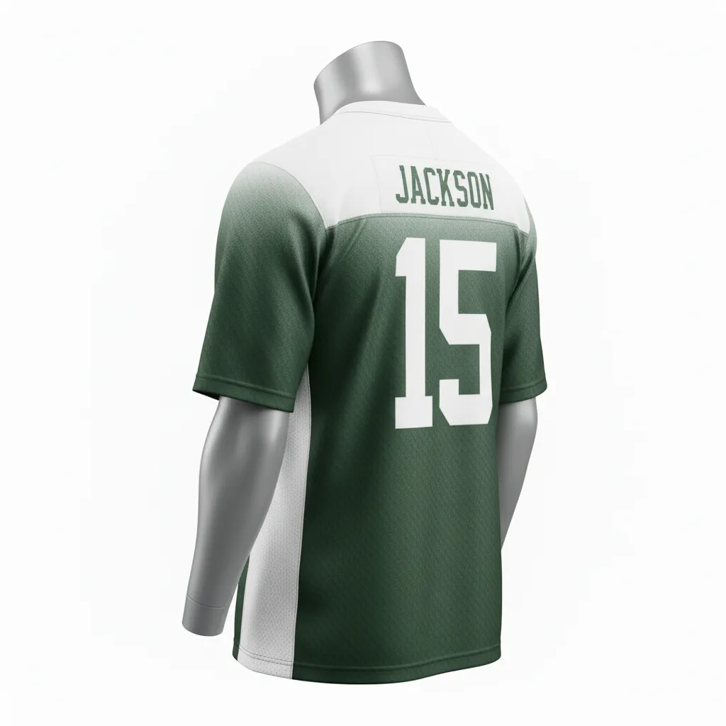 Custom Flag Football Flag Football Practice Jersey - Green, White - Athletic Dark Carbon Yoke - Back View - Kinexa Sportswear