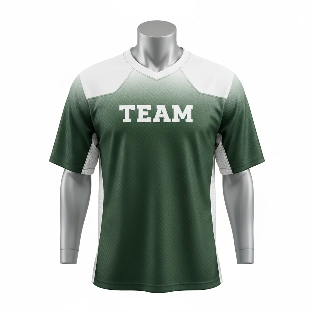 Custom Flag Football Flag Football Practice Jersey - Green, White - Athletic Dark Carbon Yoke - Front View - Kinexa Sportswear