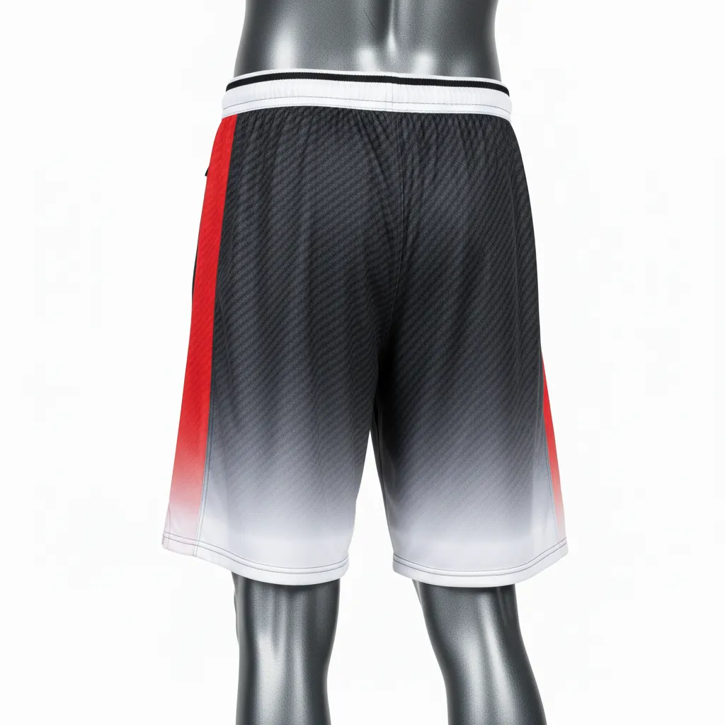 Custom Flag Football Flag Football Shorts - Black, Red - Carbon - Back View - Kinexa Sportswear