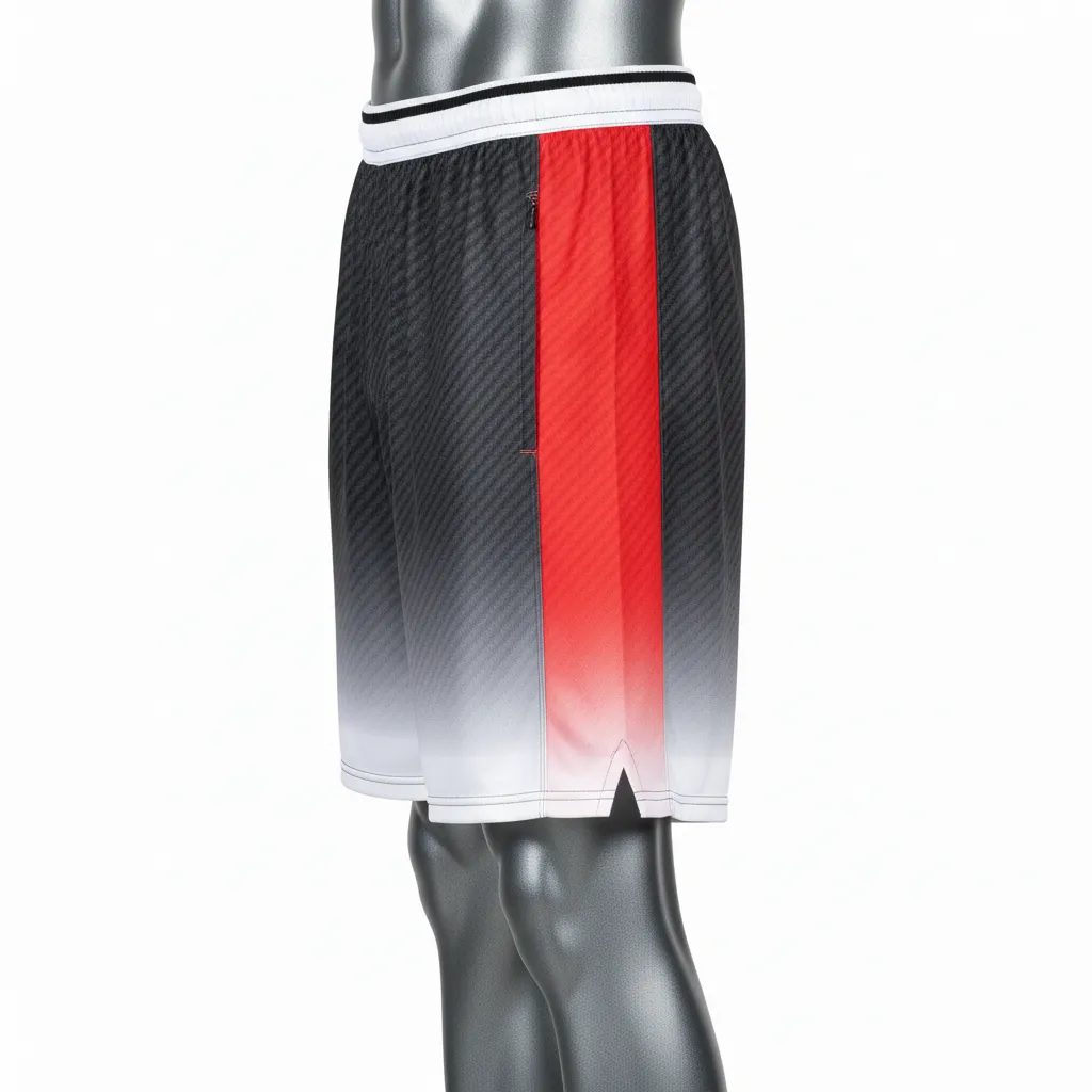 Custom Flag Football Flag Football Shorts - Black, Red - Carbon - Side View - Kinexa Sportswear