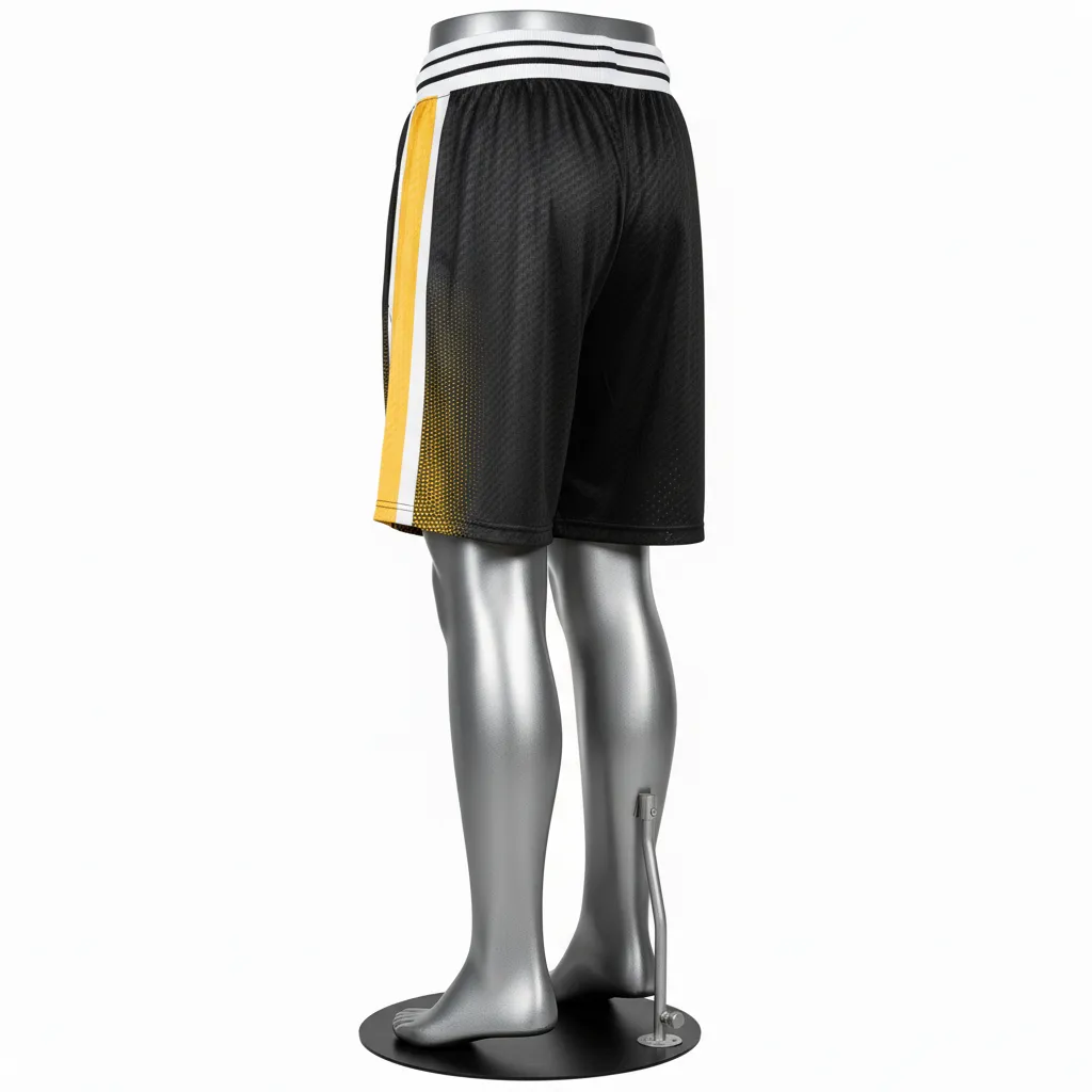 Custom Flag Football Flag Football Shorts - Black, Gold - Vegas Carbon - Back View - Kinexa Sportswear