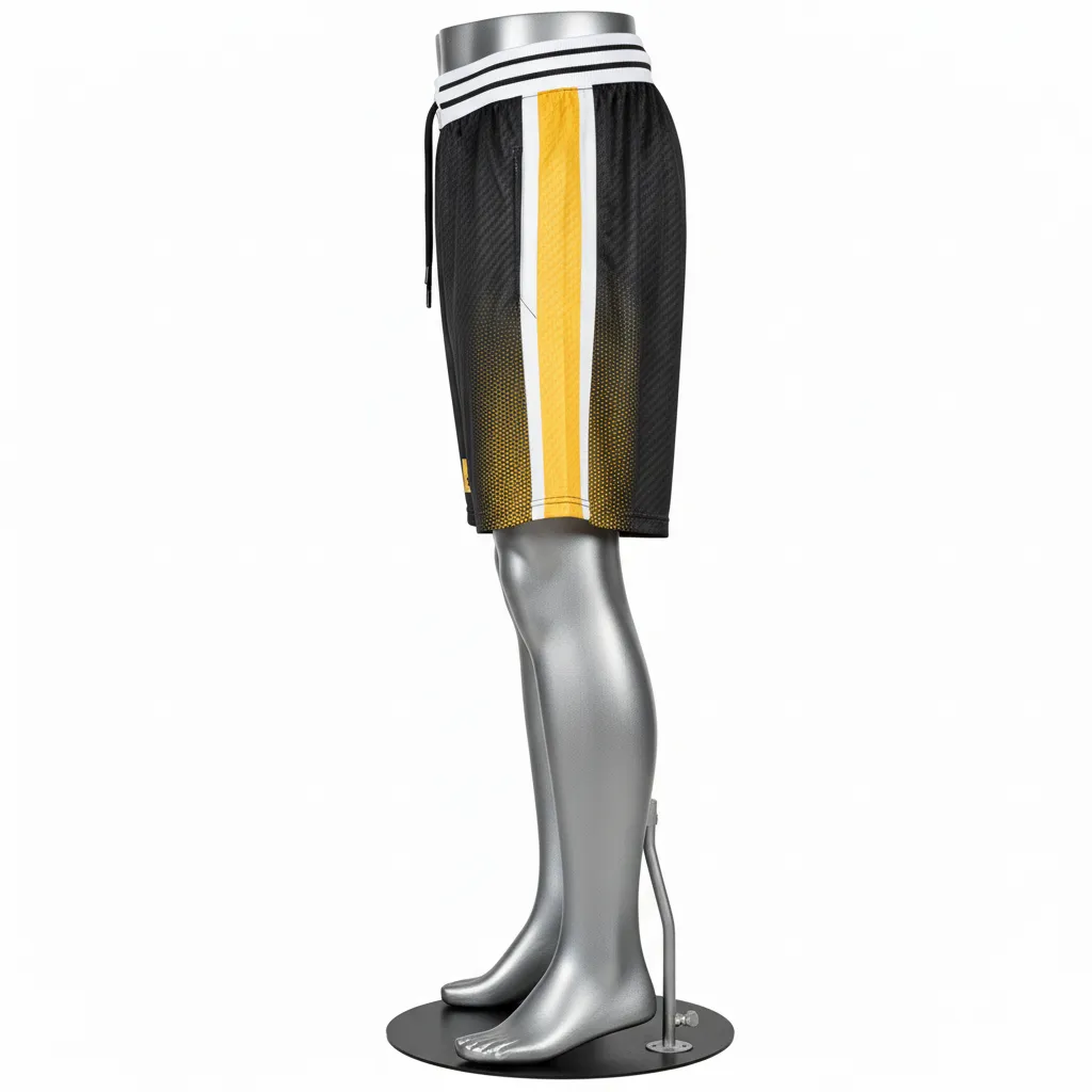 Custom Flag Football Flag Football Shorts - Black, Gold - Vegas Carbon - Side View - Kinexa Sportswear