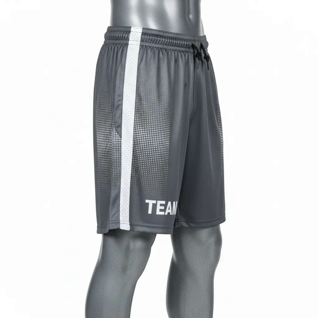 Custom Flag Football Flag Football Shorts - White - Charcoal Dot Matrix - Side View - Kinexa Sportswear
