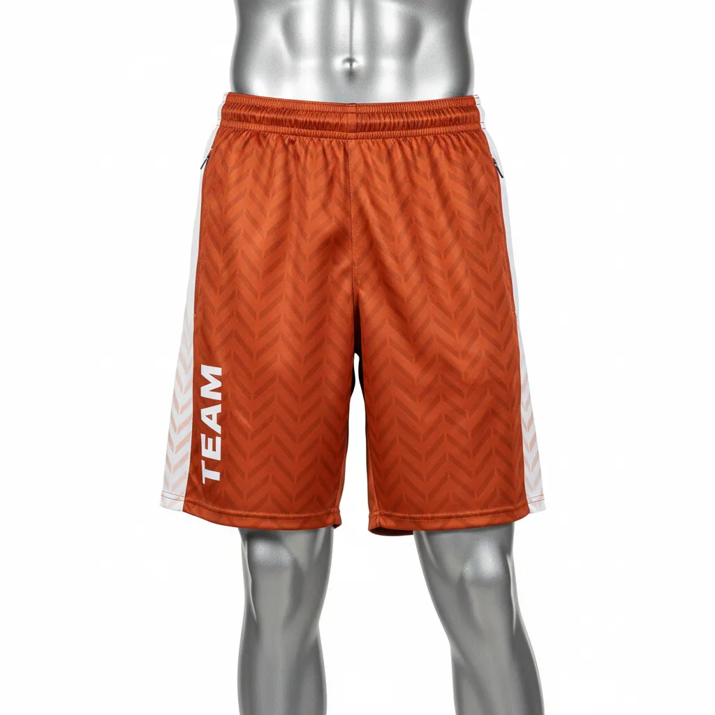 Custom Flag Football Flag Football Shorts - White - Copper Chevron - Front View - Kinexa Sportswear