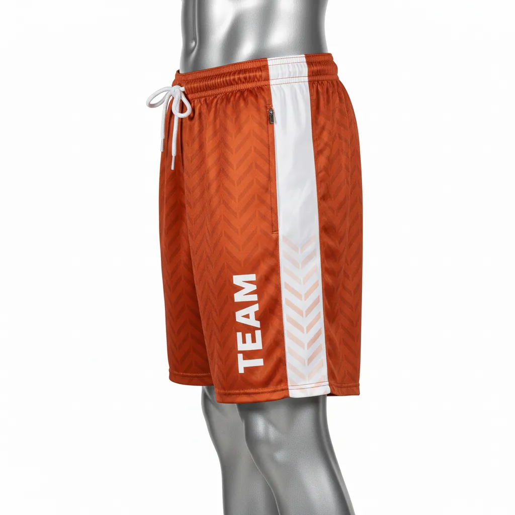 Custom Flag Football Flag Football Shorts - White - Copper Chevron - Side View - Kinexa Sportswear