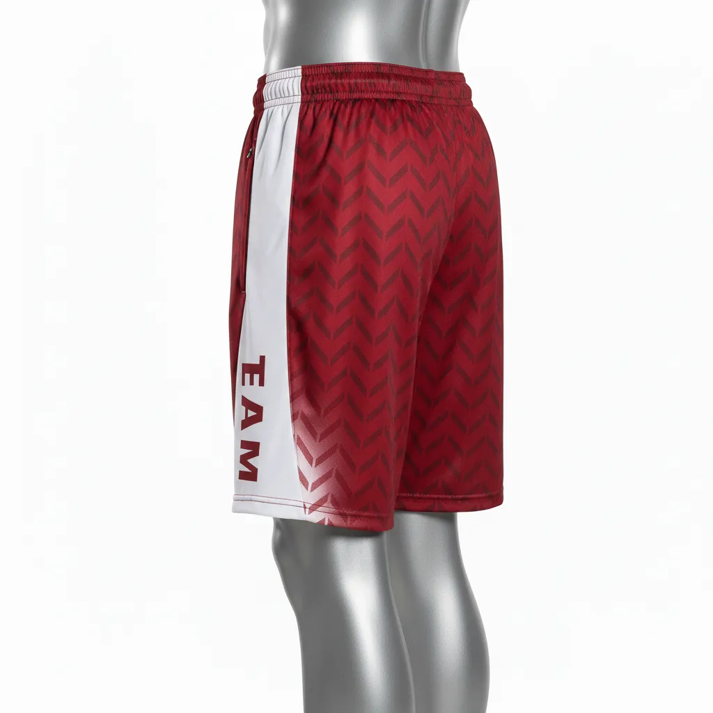 Custom Flag Football Flag Football Shorts - White - Crimson Chevron - Back View - Kinexa Sportswear