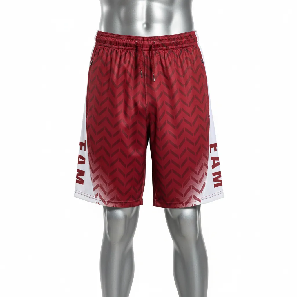 Custom Flag Football Flag Football Shorts - White - Crimson Chevron - Front View - Kinexa Sportswear