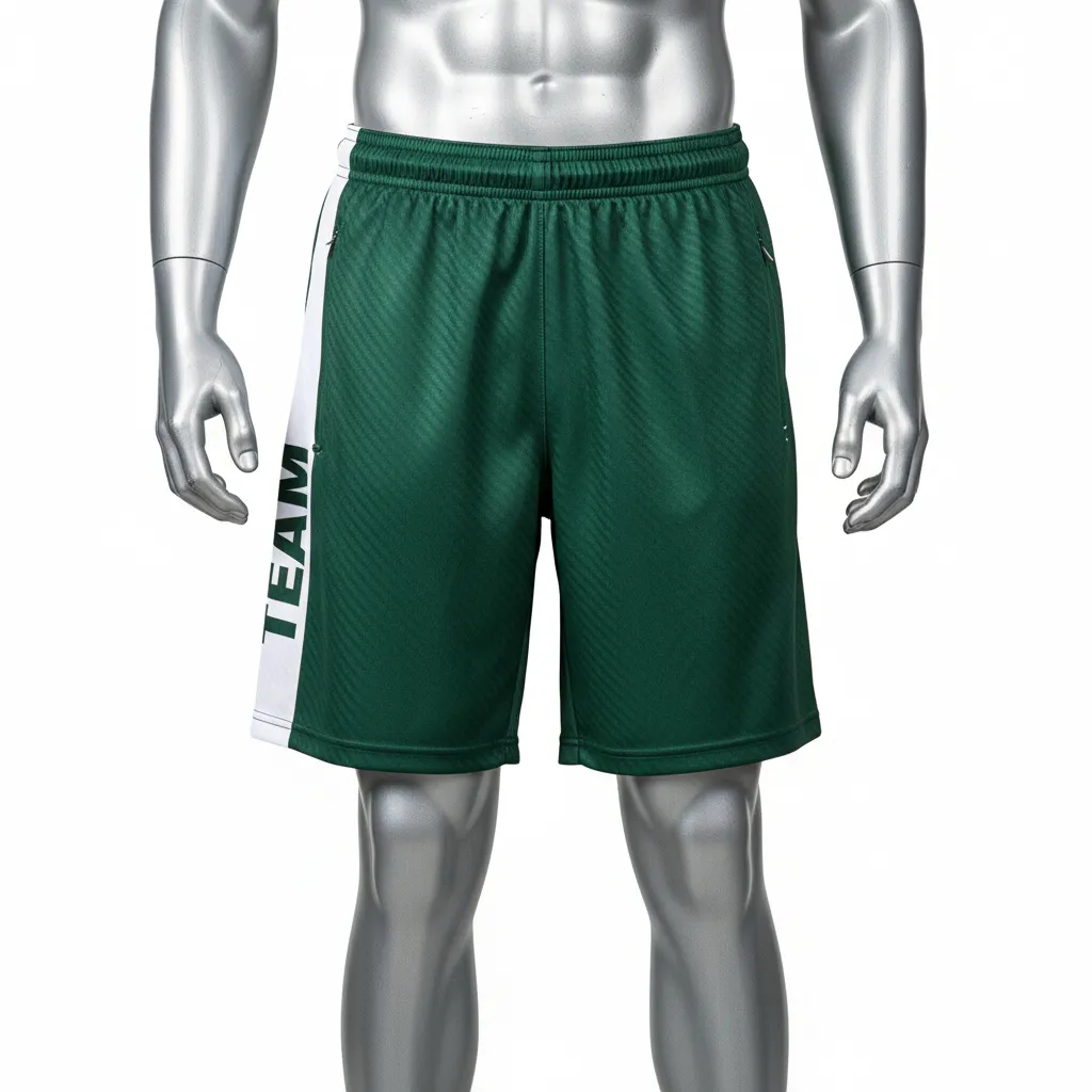 Custom Flag Football Flag Football Shorts - Green, White - Dark Carbon - Front View - Kinexa Sportswear