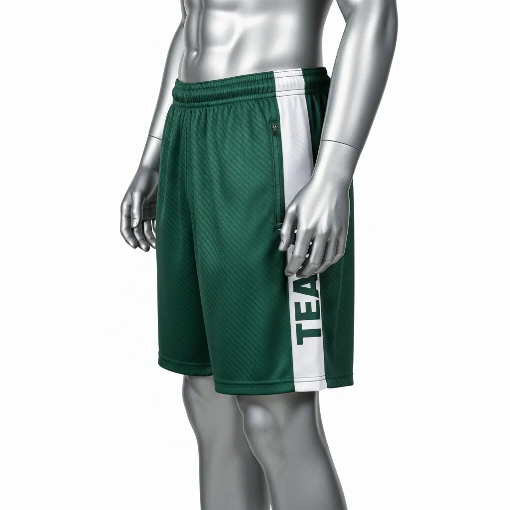 Custom Flag Football Flag Football Shorts - Green, White - Dark Carbon - Side View - Kinexa Sportswear