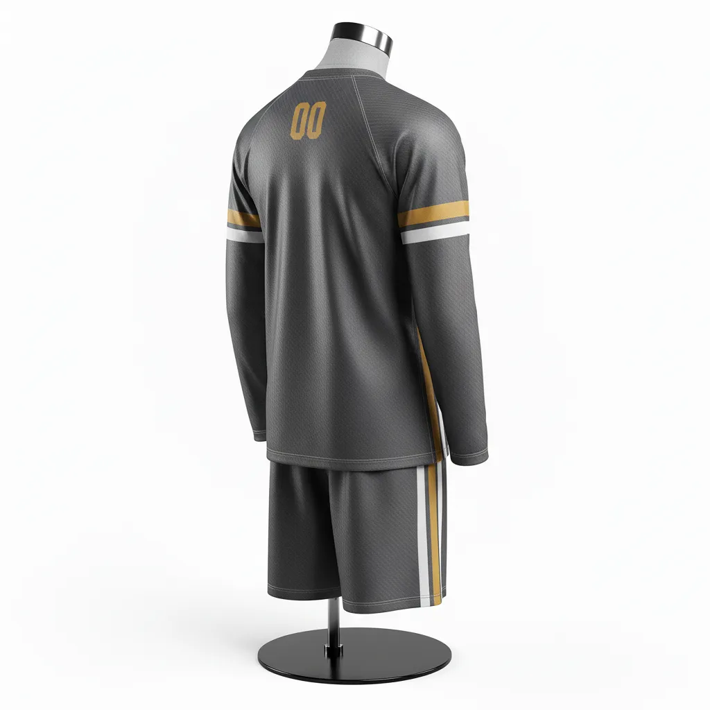 Custom Flag Football Flag Football Uniform Set - Black, Gold - Vegas Carbon Accent - Back View - Kinexa Sportswear