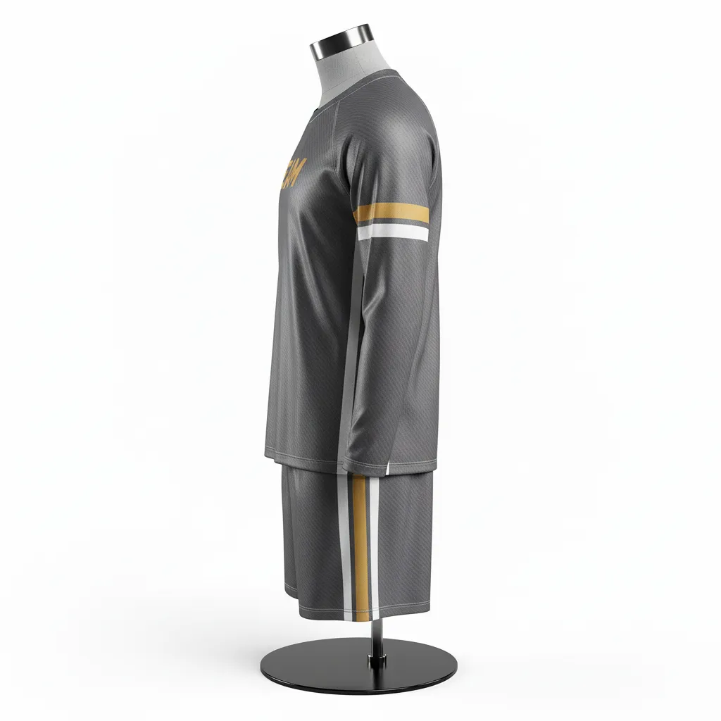 Custom Flag Football Flag Football Uniform Set - Black, Gold - Vegas Carbon Accent - Side View - Kinexa Sportswear