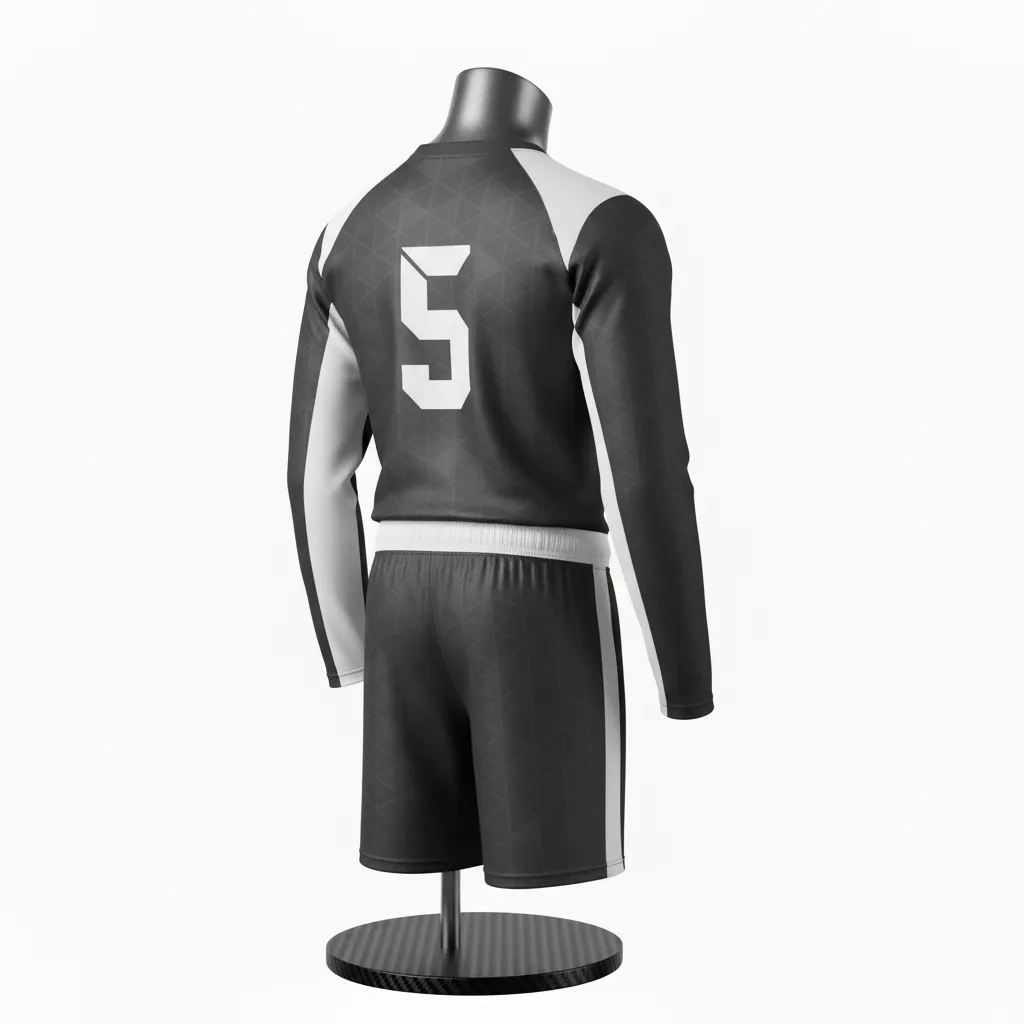 Custom Flag Football Flag Football Uniform Set - Black, White - Carbon Fiber - Back View - Kinexa Sportswear