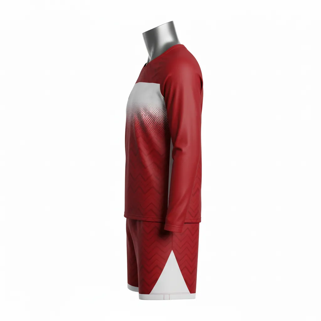 Custom Flag Football Flag Football Uniform Set - White - Cardinal Chevron Chest Band - Side View - Kinexa Sportswear