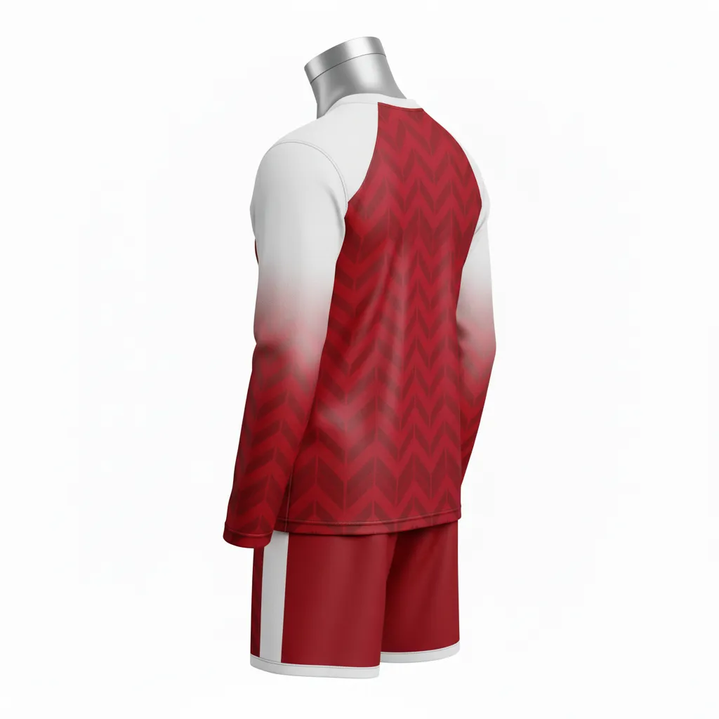 Custom Flag Football Flag Football Uniform Set - White - Crimson Chevron Yoke - Back View - Kinexa Sportswear