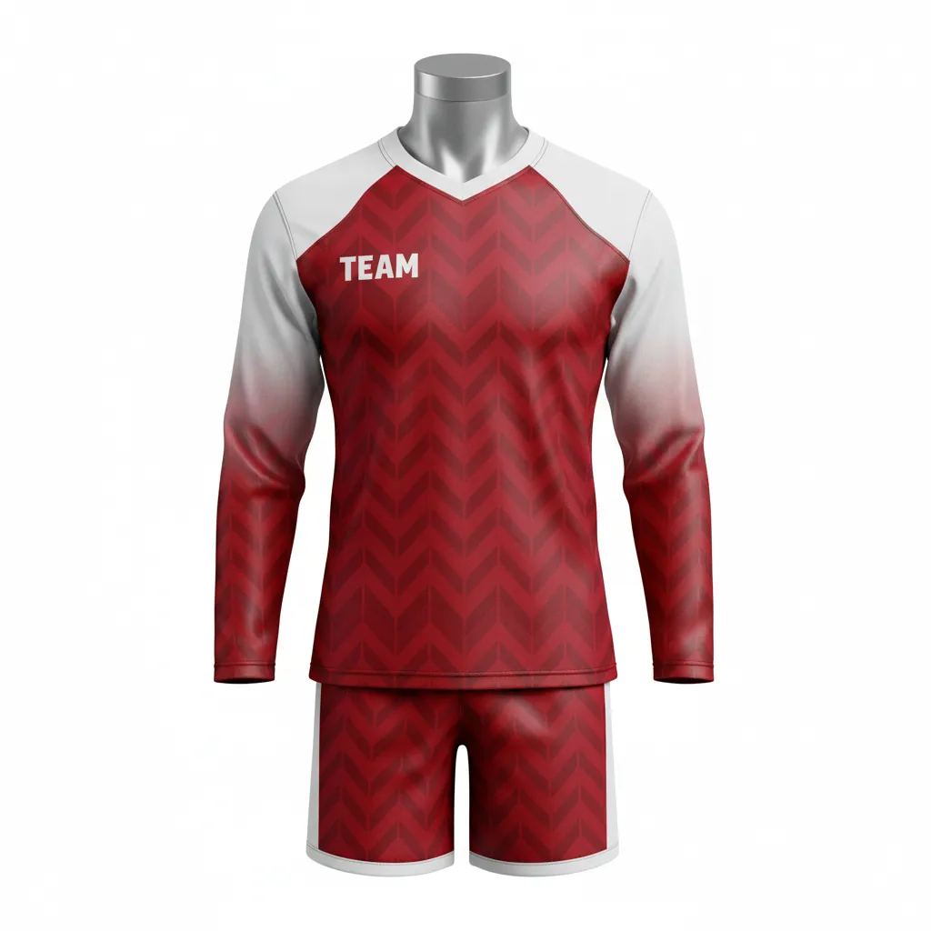 Custom Flag Football Flag Football Uniform Set - White - Crimson Chevron Yoke - Front View - Kinexa Sportswear