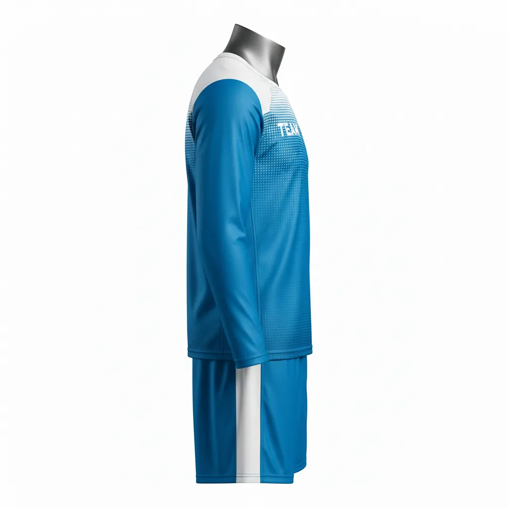 Custom Flag Football Flag Football Uniform Set - White - Cyan Dot Matrix Yoke - Side View - Kinexa Sportswear