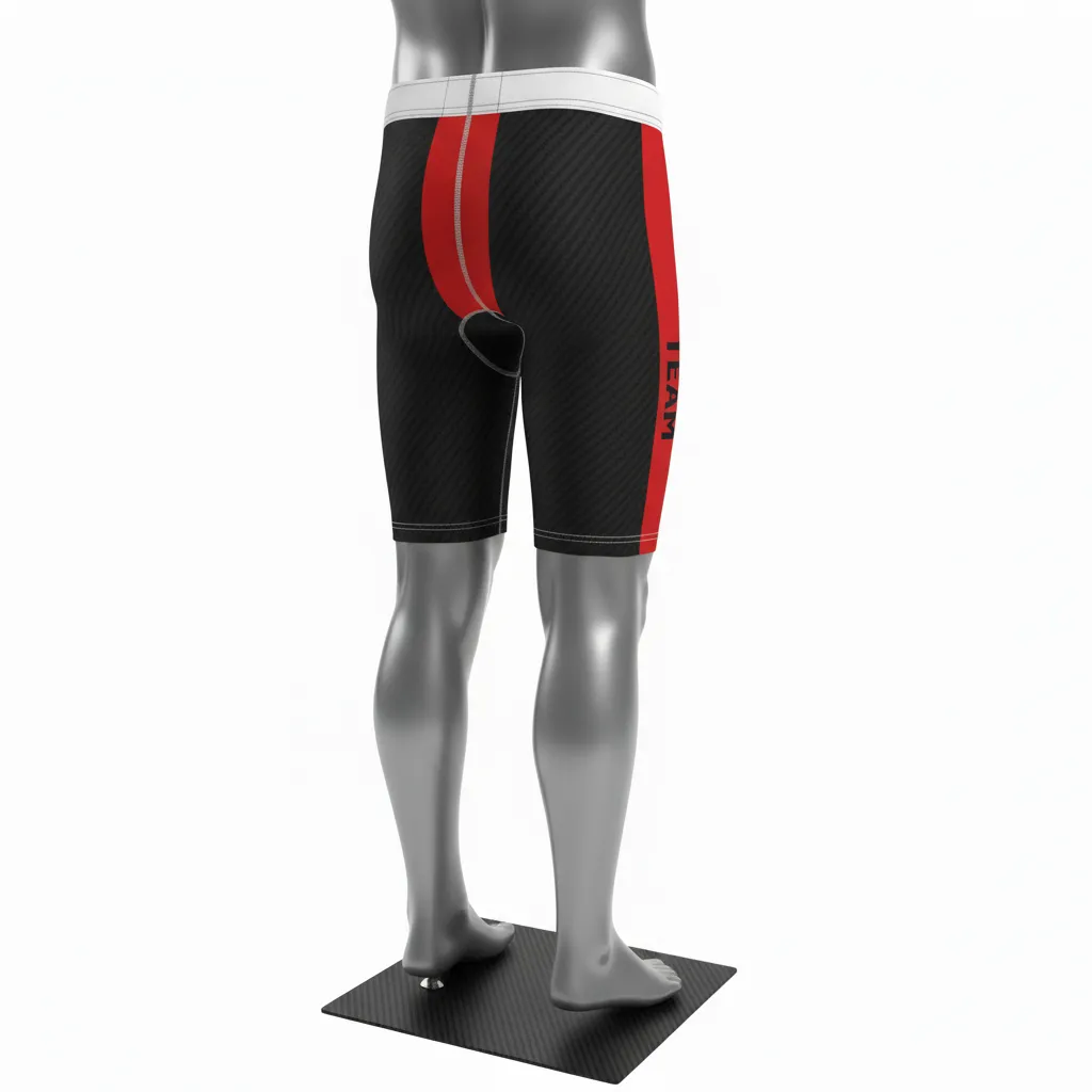 Custom Flag Football High Tight Compression Pant - Black, Red - Carbon - Back View - Kinexa Sportswear