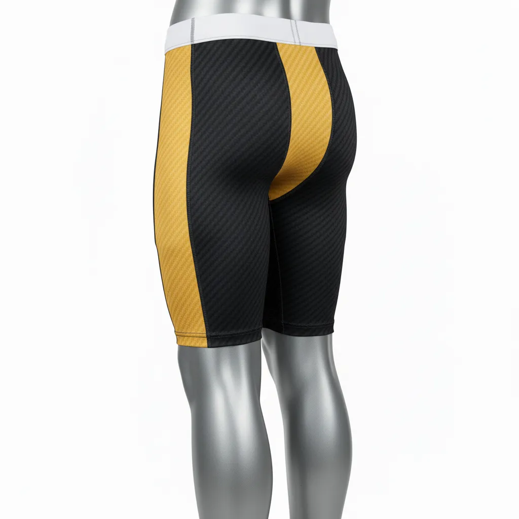 Custom Flag Football High Tight Compression Pant - Black, Gold - Vegas Carbon - Back View - Kinexa Sportswear