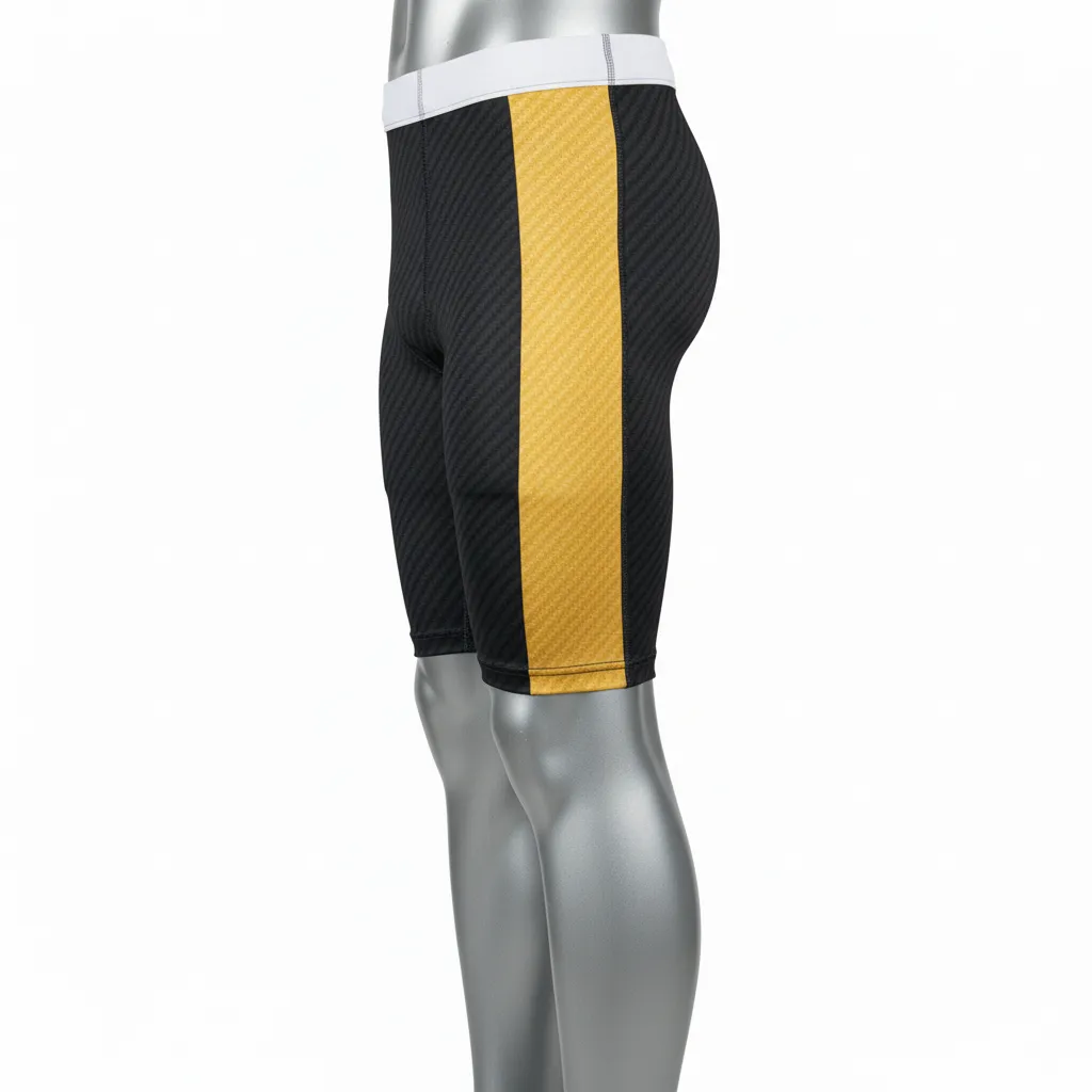 Custom Flag Football High Tight Compression Pant - Black, Gold - Vegas Carbon - Side View - Kinexa Sportswear