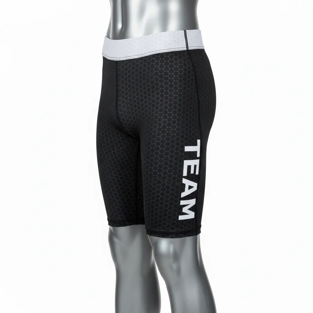 Custom Flag Football High Tight Compression Pant - Black, White - Hexagon - Side View - Kinexa Sportswear