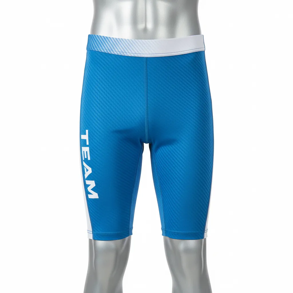 Custom Flag Football High Tight Compression Pant - Blue, White - Columbia Carbon - Front View - Kinexa Sportswear