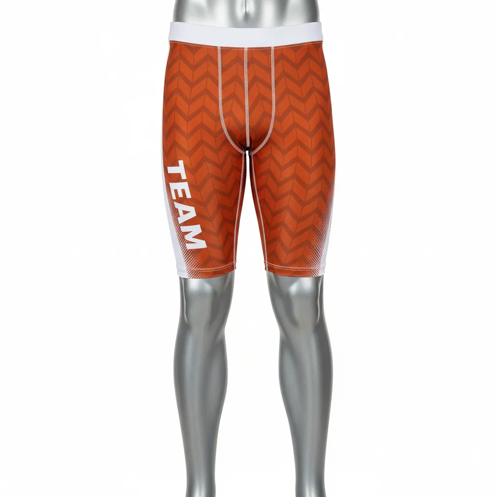Custom Flag Football High Tight Compression Pant - White - Copper Chevron - Front View - Kinexa Sportswear