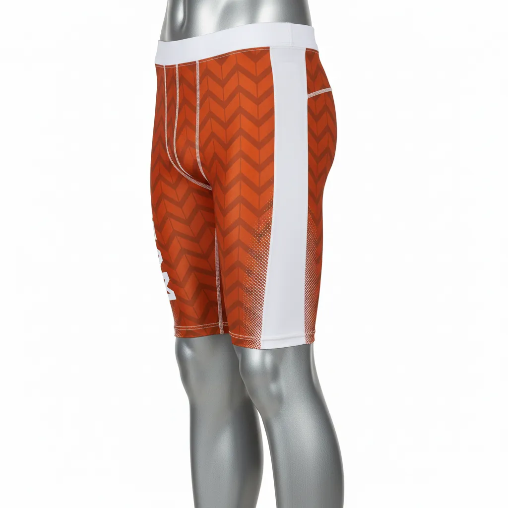 Custom Flag Football High Tight Compression Pant - White - Copper Chevron - Side View - Kinexa Sportswear