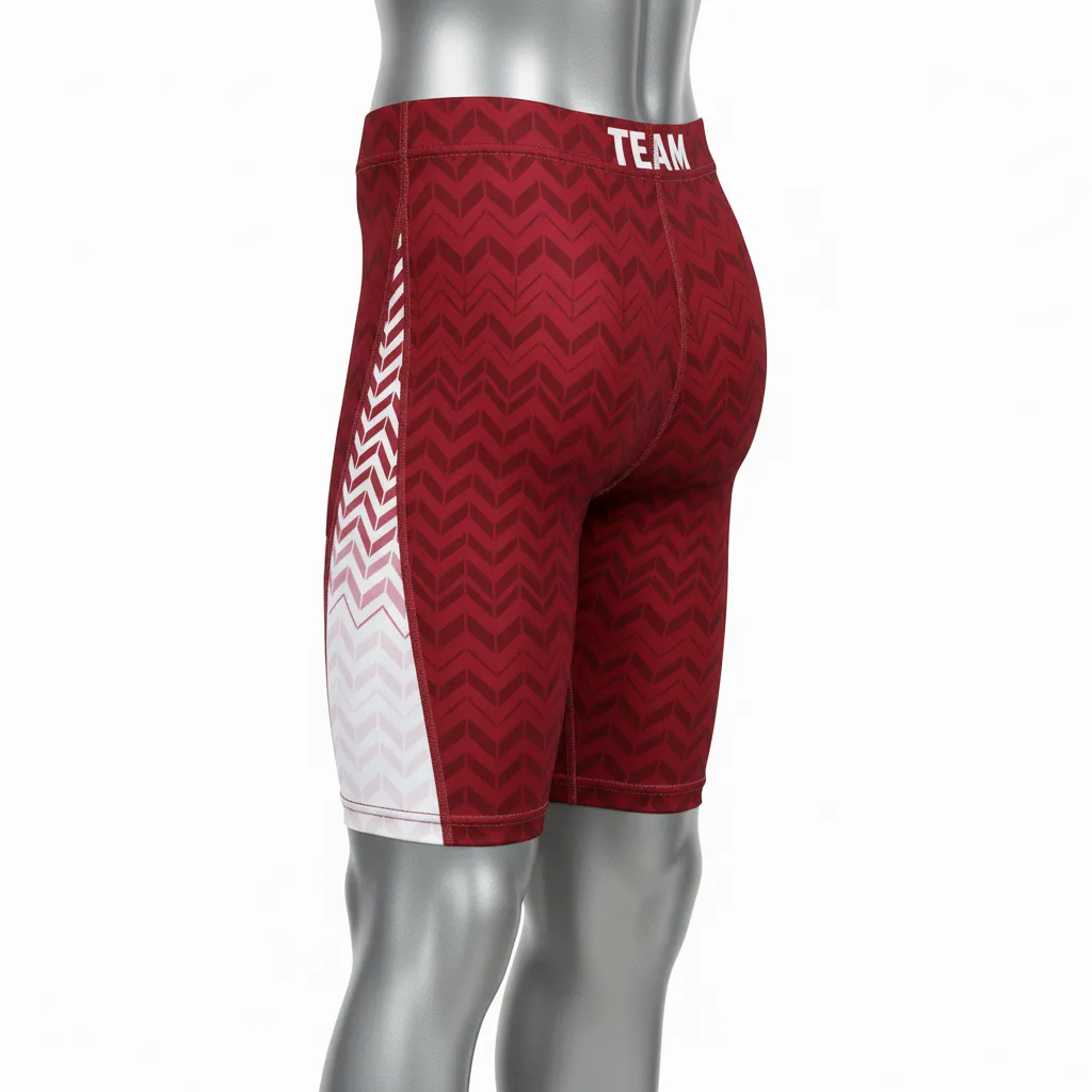 Custom Flag Football High Tight Compression Pant - White - Crimson Chevron - Back View - Kinexa Sportswear