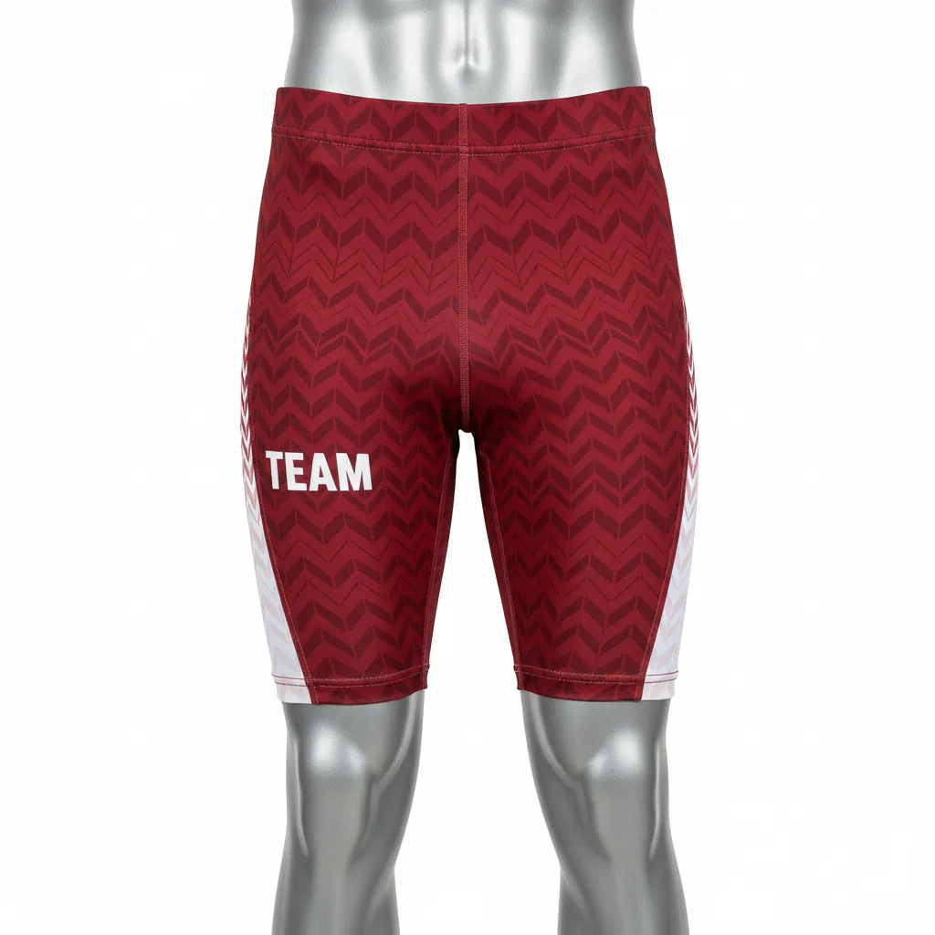Custom Flag Football High Tight Compression Pant - White - Crimson Chevron - Front View - Kinexa Sportswear