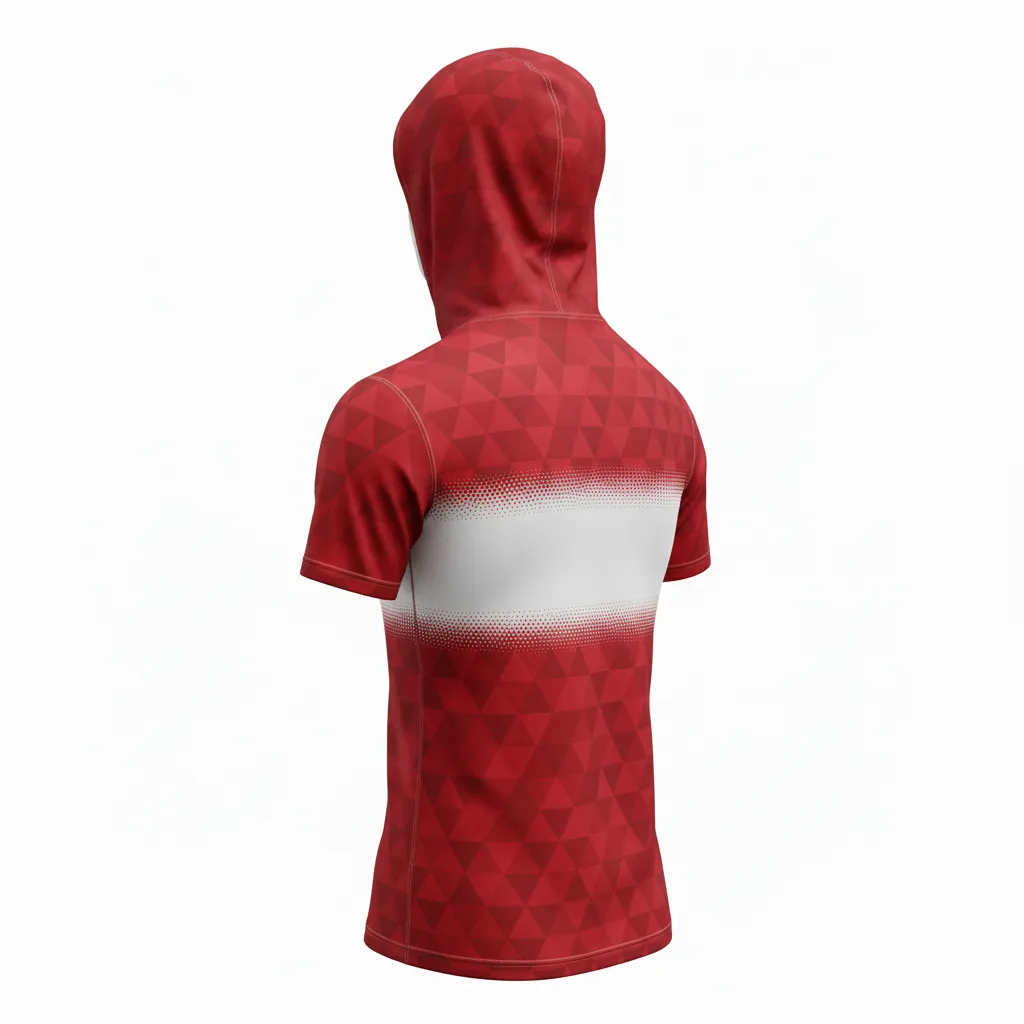 Custom Flag Football Hooded Jersey - White - Cardinal Triangle - Back View - Kinexa Sportswear
