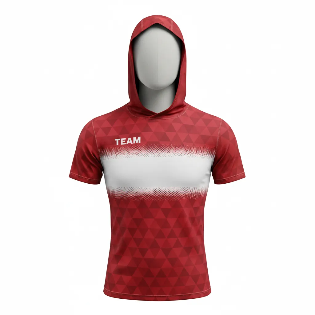 Custom Flag Football Hooded Jersey - White - Cardinal Triangle - Front View - Kinexa Sportswear
