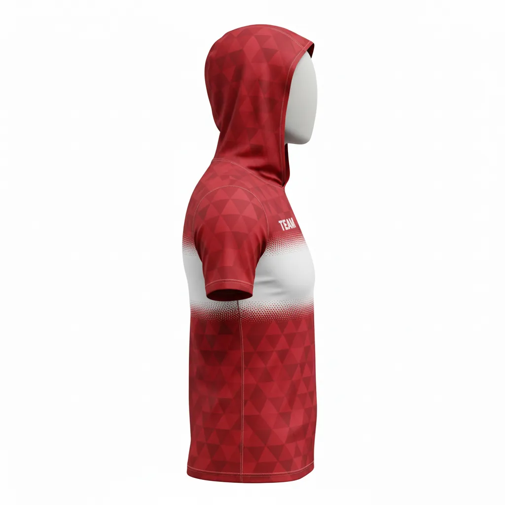 Custom Flag Football Hooded Jersey - White - Cardinal Triangle - Side View - Kinexa Sportswear