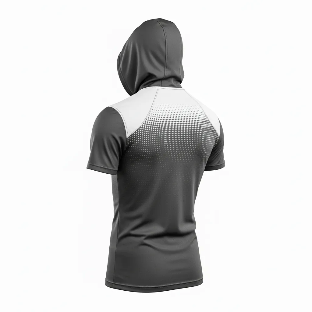 Custom Flag Football Hooded Jersey - White - Charcoal Dot Matrix - Back View - Kinexa Sportswear