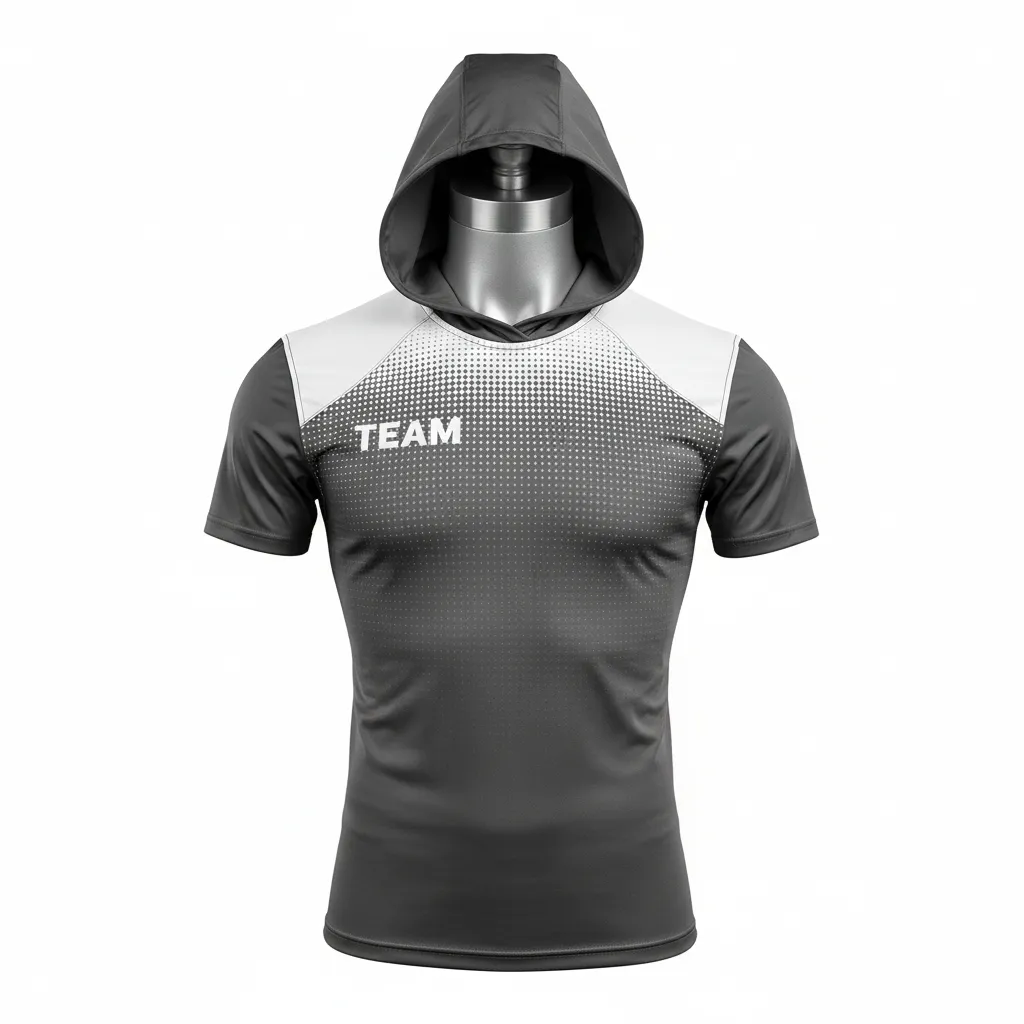 Custom Flag Football Hooded Jersey - White - Charcoal Dot Matrix - Front View - Kinexa Sportswear