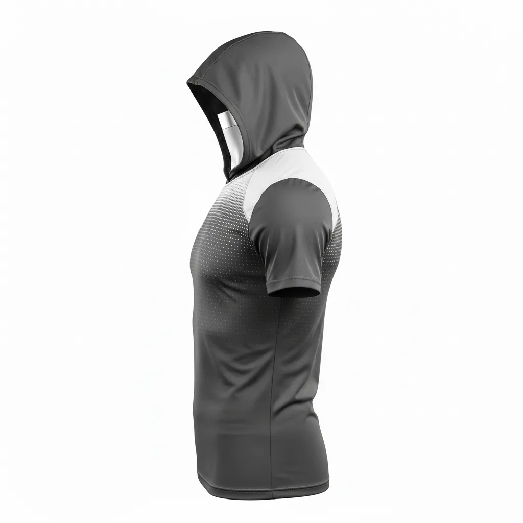 Custom Flag Football Hooded Jersey - White - Charcoal Dot Matrix - Side View - Kinexa Sportswear