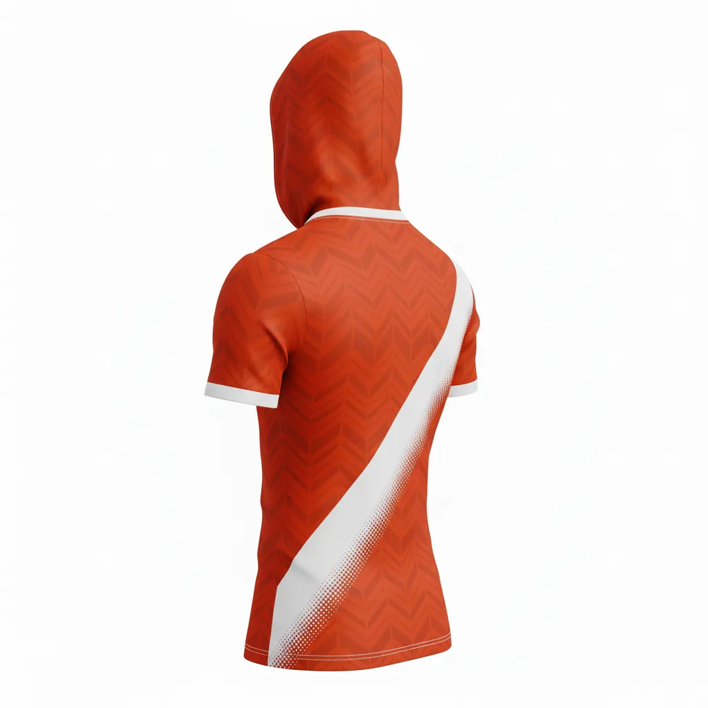 Custom Flag Football Hooded Jersey - White - Copper Chevron - Back View - Kinexa Sportswear