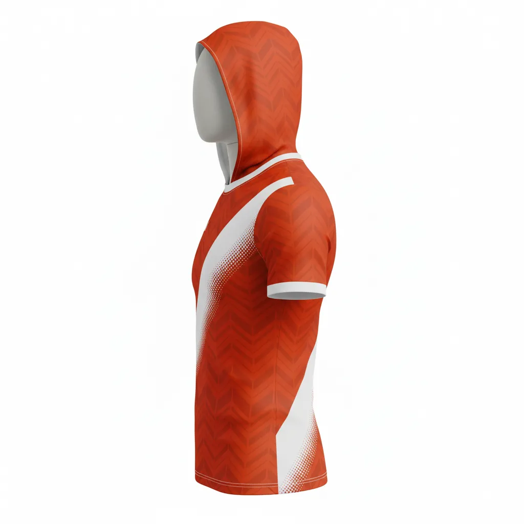 Custom Flag Football Hooded Jersey - White - Copper Chevron - Side View - Kinexa Sportswear