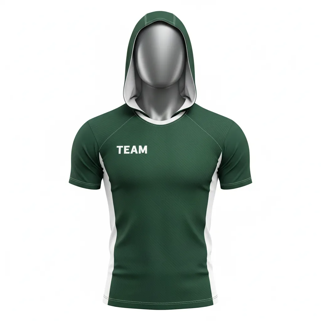 Custom Flag Football Hooded Jersey - Green, White - Dark Carbon - Front View - Kinexa Sportswear