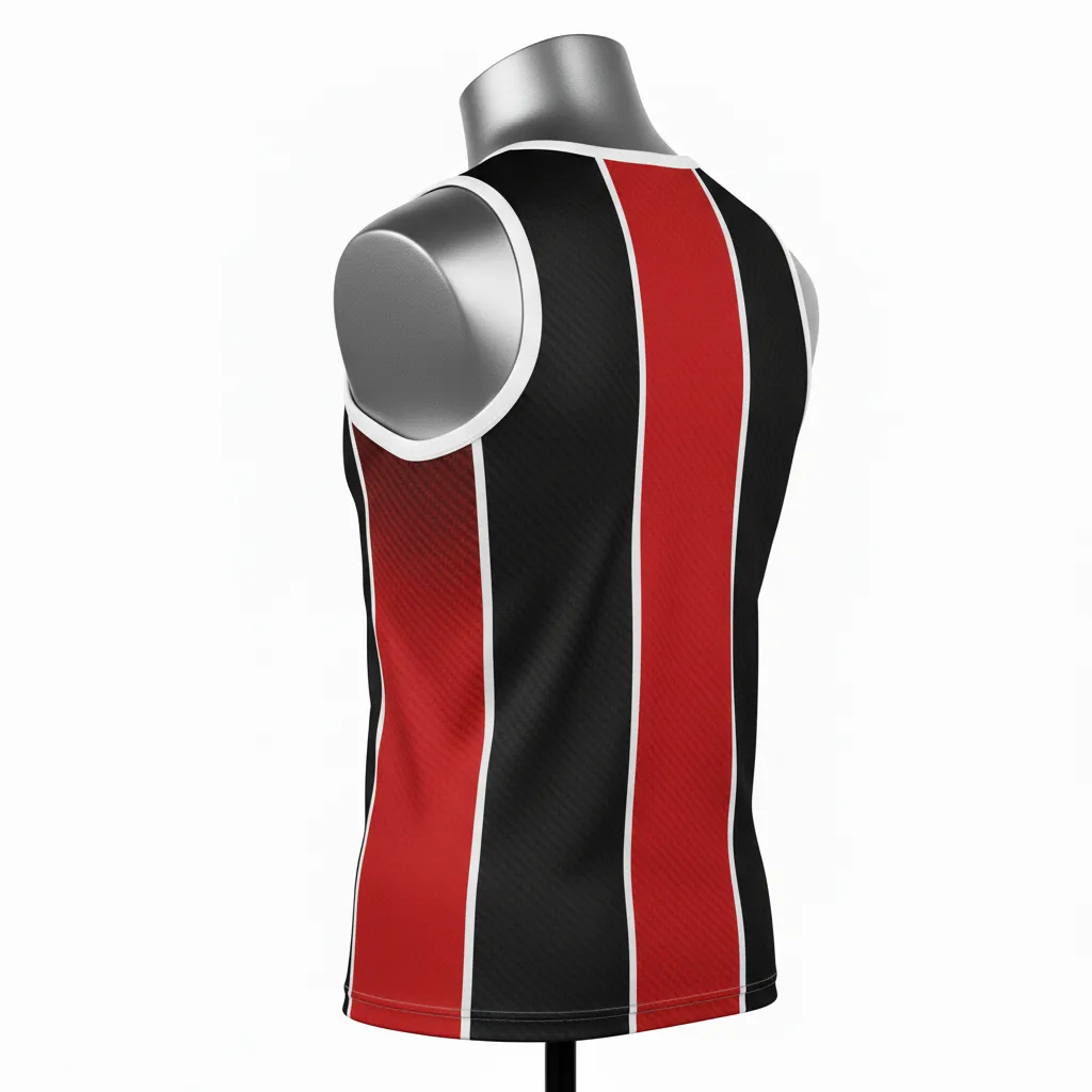 Custom Flag Football Sleeveless Flag Football Jersey - Black, Red - Carbon - Back View - Kinexa Sportswear
