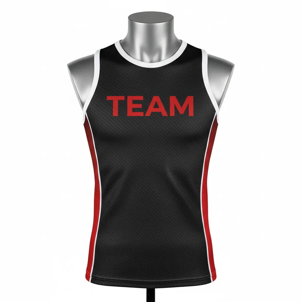 Custom Flag Football Sleeveless Flag Football Jersey - Black, Red - Carbon - Front View - Kinexa Sportswear