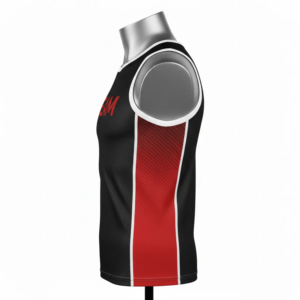 Custom Flag Football Sleeveless Flag Football Jersey - Black, Red - Carbon - Side View - Kinexa Sportswear