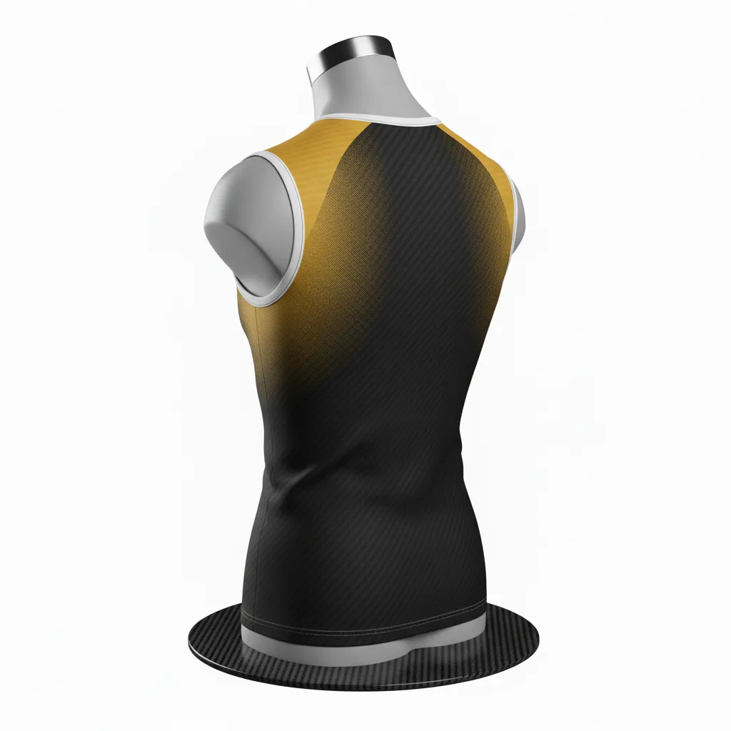 Custom Flag Football Sleeveless Flag Football Jersey - Black, Gold - Vegas Carbon - Back View - Kinexa Sportswear