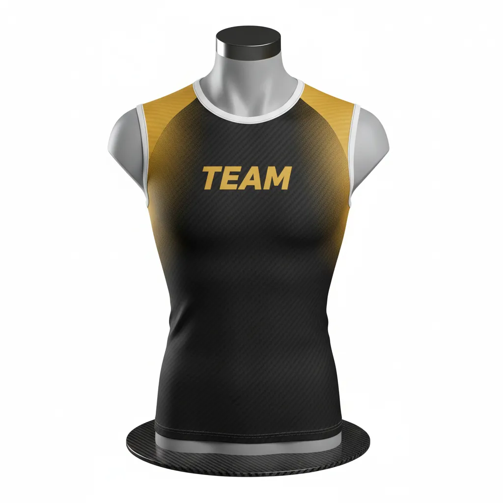 Custom Flag Football Sleeveless Flag Football Jersey - Black, Gold - Vegas Carbon - Front View - Kinexa Sportswear