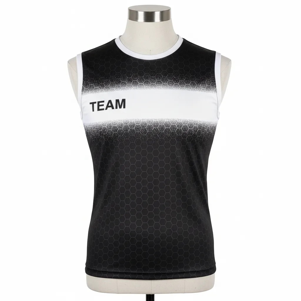 Custom Flag Football Sleeveless Flag Football Jersey - Black, White - Hexagon - Front View - Kinexa Sportswear