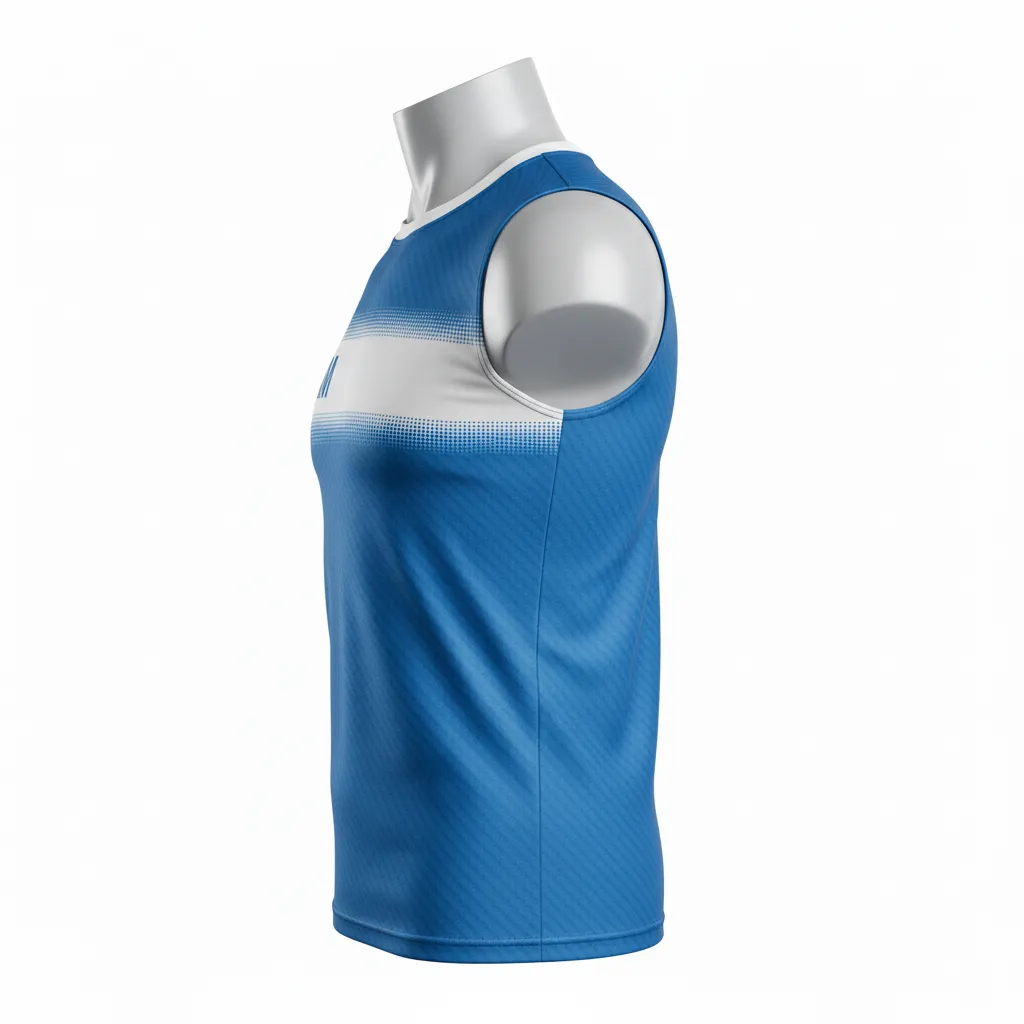Custom Flag Football Sleeveless Flag Football Jersey - Blue, White - Columbia Carbon - Side View - Kinexa Sportswear